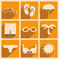Fototapeta premium Flat with shadow concept and mobile application summer