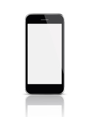 Mobile smart phone with white screen isolated on white backgroun
