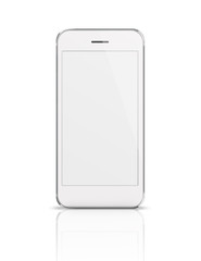 Mobile smart phone with white screen isolated on white backgroun