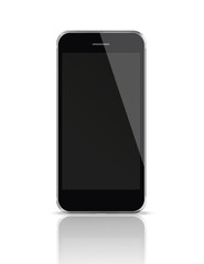 Mobile smart phone with black screen isolated on white backgroun