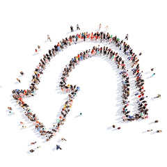 People in the form of arrows.