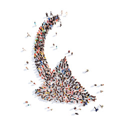 People in the form of arrows.