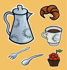 English tea ceremony vector illustration