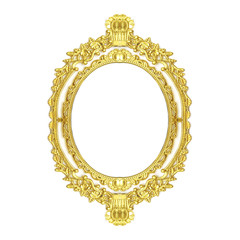 antique golden frame isolated on white background