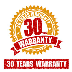 30 Years Warranty Rubber Stamp