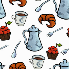 English tea ceremony vector pattern illustration