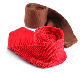 Colorful male ties isolated on white