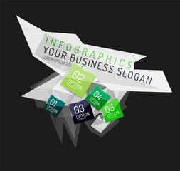 Modern polygonal origami paper infographics