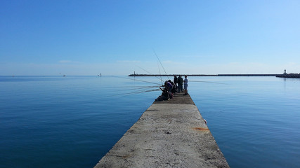 Sea fishing at sunny day