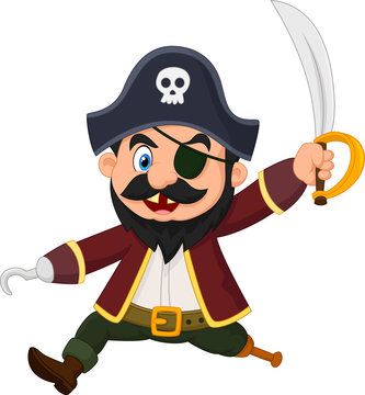 Cartoon pirate holding dagger