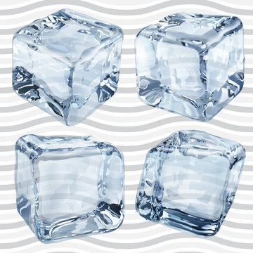 Transparent light blue ice cubes. Transparency only in vector