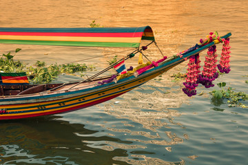 Obraz premium Boat on Chao Phraya river ,Bangkok,Thailand
