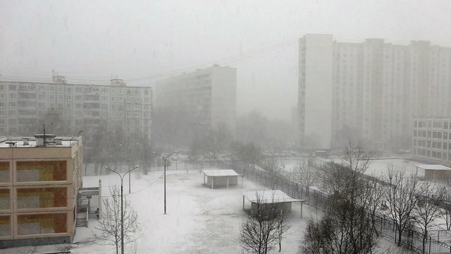 snowfall in the Moscow