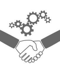 handshaking icon gears industrial concept