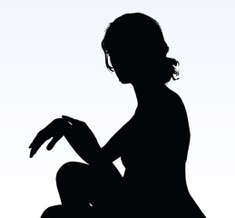 woman silhouette with hand gesture reminding time