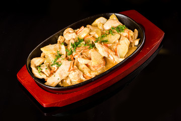 Tasty meat with potatoes
