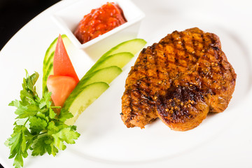 Meat steak with potatoes
