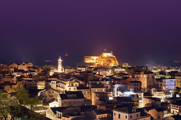 corfu greece night panorama landscape