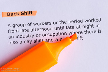 word highlighted  on the white paper