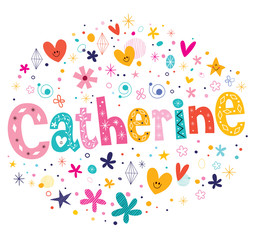 Catherine girls name decorative lettering type design