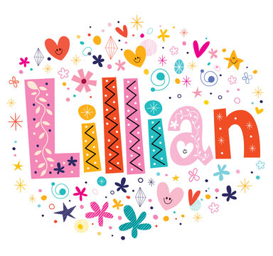 Lillian girls name decorative lettering type design