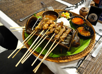 Indonesian satay on the table side grill
