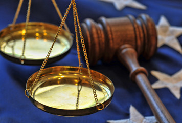 Gavel and flag - American justice