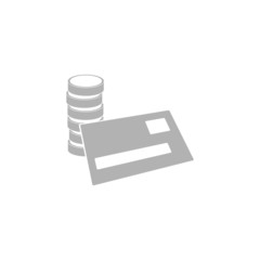 A simple icon of coins and credit cards.