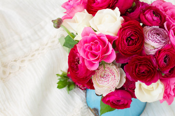 bunch of pink ranunculus flowers