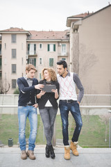 Multiracial business people working outdoor in town