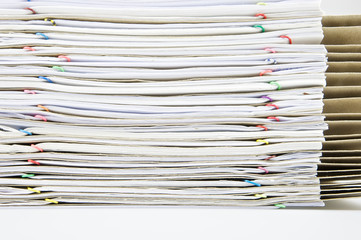 Stack paper report with envelope