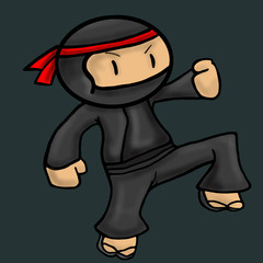 Ninja asia cartoon character vector illustration