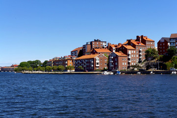 Krajobraz skandynawskiego miasta - Karlskrona w Szwecji - obrazy, fototapety, plakaty