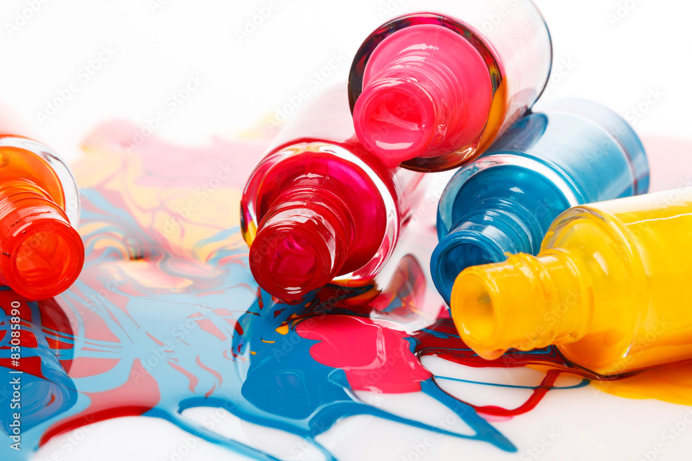 Canvas Prints bottles with spilled nail polish