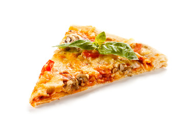 Piece of pizza on white background 