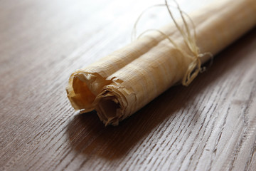 Rolled Papyrus on table