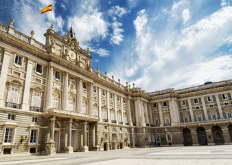 Beautiful view of the south facade of the Royal Palace of Madrid