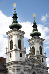 Fototapeta na wymiar Türme der Mariahilferkirche in Graz