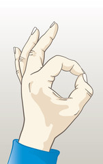 Vector illustration of a hand making the OK symbol