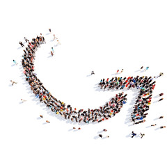 People in the form of arrows.