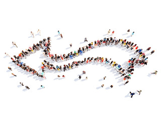 People in the form of arrows.