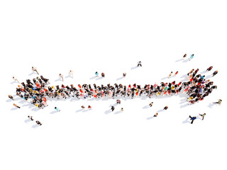 People in the form of arrows.