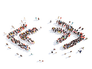 People in the form of arrows.