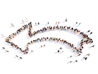 People in the form of arrows.