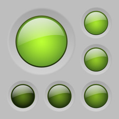 vector green glass buttons