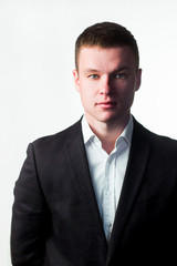 Serious businessman in office.