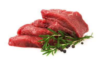Fresh Raw Meat with pepper and rosemary