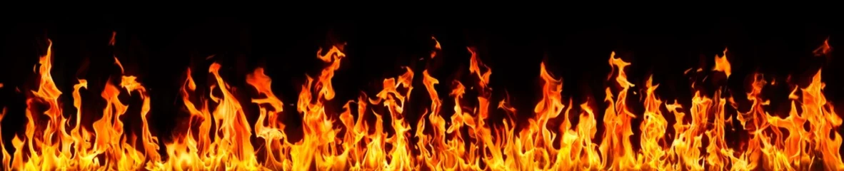 Foto auf Acrylglas Flamme Feuer und Flammen auf schwarzem Hintergrund