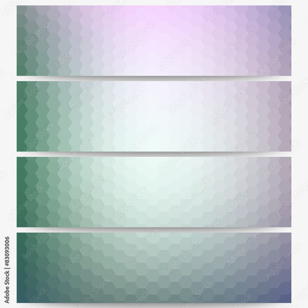 Poster abstract hexagonal headers set, blurred design vector