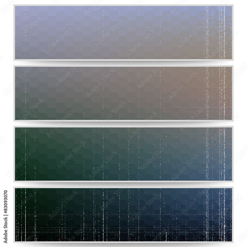 Poster abstract hexagonal headers set, blurred design vector